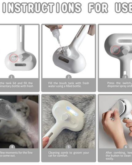 Pet Hair Spray Brush – 2-in-1 Grooming Brush for Cats & Dogs